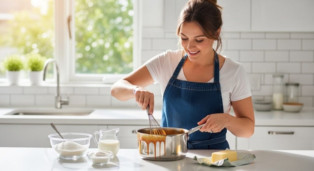 Add the Butter to Caramel Sauce